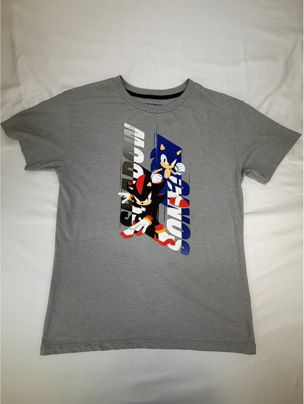 Sonic The Hedgehog Youth Boy's Graphic T-Shirt Crew Neck Size XL (14-16) Grey